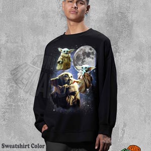 Vintage Grogu-tröja Retro Celestial Moon Animal Tee Söt Alien Kosmisk Kläder Estetisk Grafisk T-shirt Trendig Gåva För Fan Pack Rymdtopp bild 4
