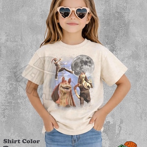 Gungan Moon Shirt, Vintage Jar Jar Binks Tee, Retro Star Wars Tshirt, Gungan Alien Graphic, Sci Fi Animal Clothing, Aesthetic Celestial Top image 3