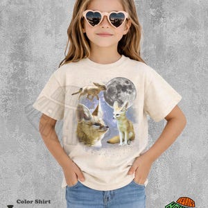 Three Fennec Fox Retro Graphic T-shirts, Vintage Fennec Fox Moon Tshirt, Fennec Fox Shirt, Funny Tee, Oversized Fennec Fox Shirt, Fox Shirt image 3