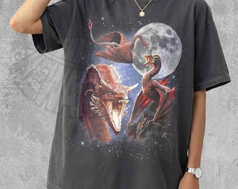 Caraxes Dragon Shirt, Vintage Caraxes Tee, Retro Dragon Moon Graphic, Celestial Animal Tshirt, Dragon Lover Gift, Mythical Creature Clothing