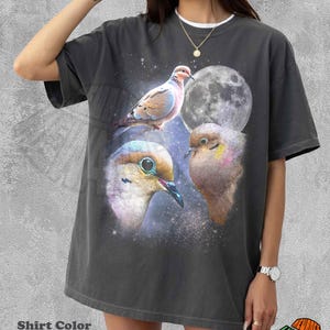 Vintage Mourning Dove Shirt Retro Himmlische Mond Vogel T-Shirt Cottagecore Ästhetische mystische Grafik T-Shirt Süßer wilder Vogel-Liebhaber Geschenk für Sie