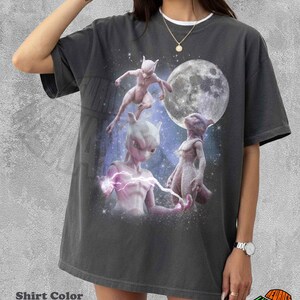 Mewtwo Moon Shirt Vintage Anime Tshirt Retro Celestial Graphic Tee Cute Animal Clothing Aesthetic Y2K Gamer Gift Trend 2026