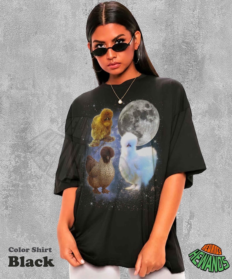 Ismp Faq Silkie Chicken Moon Shirt, Retro Vintage Celestial Animal Tee, Boho ...