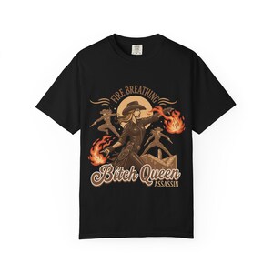 Fire Breathing Bitch Queen Assassin T-Shirt | Western Cowgirl Fireball Design image 11
