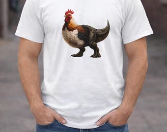 Rooster Dinosaur Funny Evolution hybrid T-shirt | Chicken T-Rex Illustration