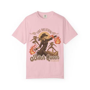 Fire Breathing Bitch Queen Assassin T-Shirt | Western Cowgirl Fireball Design image 14
