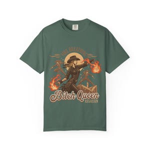 Fire Breathing Bitch Queen Assassin T-Shirt | Western Cowgirl Fireball Design image 6
