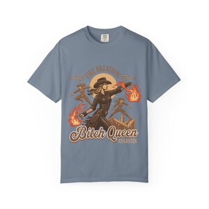 Fire Breathing Bitch Queen Assassin T-Shirt | Western Cowgirl Fireball Design image 9