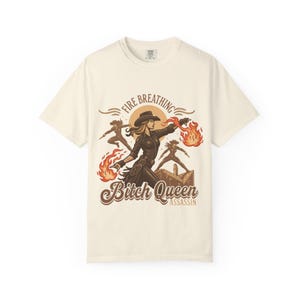 Fire Breathing Bitch Queen Assassin T-Shirt | Western Cowgirl Fireball Design image 3