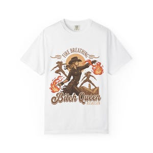 Fire Breathing Bitch Queen Assassin T-Shirt | Western Cowgirl Fireball Design image 2