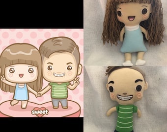 Custom made Children's Drawing to Plush Toy, Handmade Doll or Stuffed Animal from Photo or Drawing- Swirl of Gumball