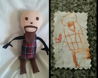 Custom Plush Toy - Softie - made from your child's drawing or photo-drawing come to life