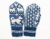 Where are the Chickens? Mitten knitting pattern for women, colorwork, dog, cats and chickens - instant digital download