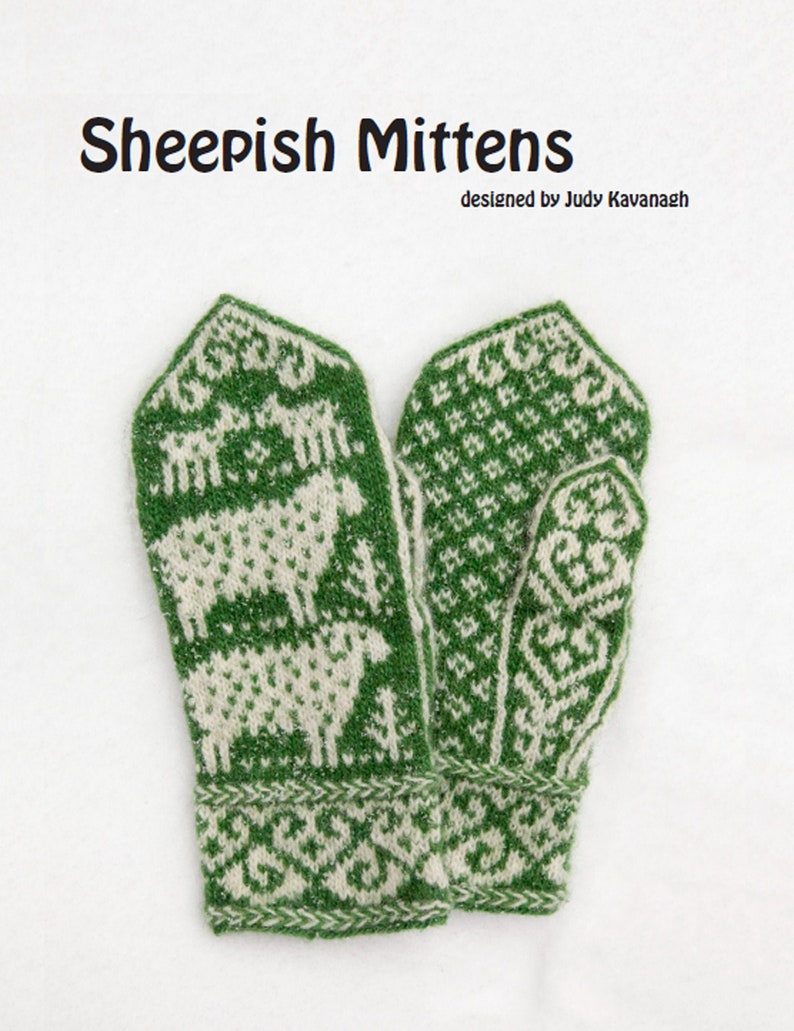 Sheepish Mittens knitting pattern for women, sheep and lambs, colourwork, PDF instant digital download image 5