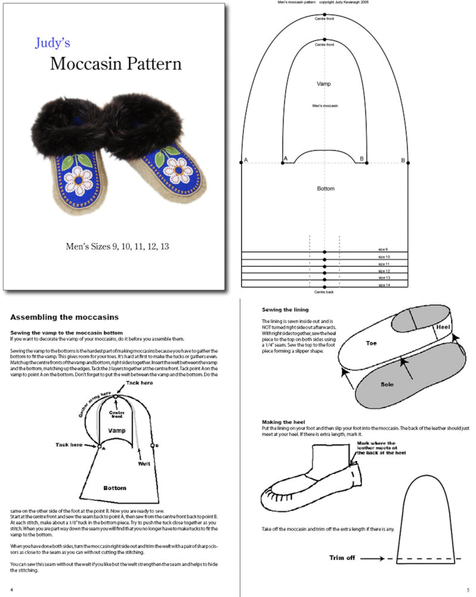 Men's Moccasin Pattern With Instruction Booklet All Etsy Canada Men's Moccasin Pattern With Instruction Booklet All Etsy Canada