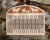 Band weaving heddle with 13 pattern slots, Baltic pickup, solid Maple, Sheep and dog