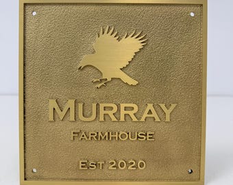 Custom Solid Brass House Plaque | Personalized Family Name Sign | Heirloom Address Marker