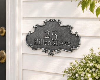 Custom Metal Address Plaque with House Number, Personalized Outdoor Wall Sign, Vintage Style Address Plate, Waterproof Home Decor Gift