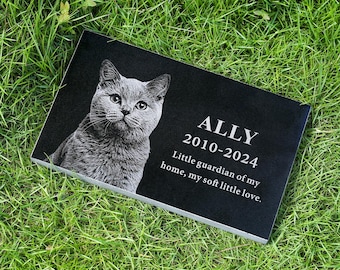 Individuelle Haustier Gedenktafel - Personalisierte Haustier Grabstein mit Foto - Katze Hund Gedenkstein