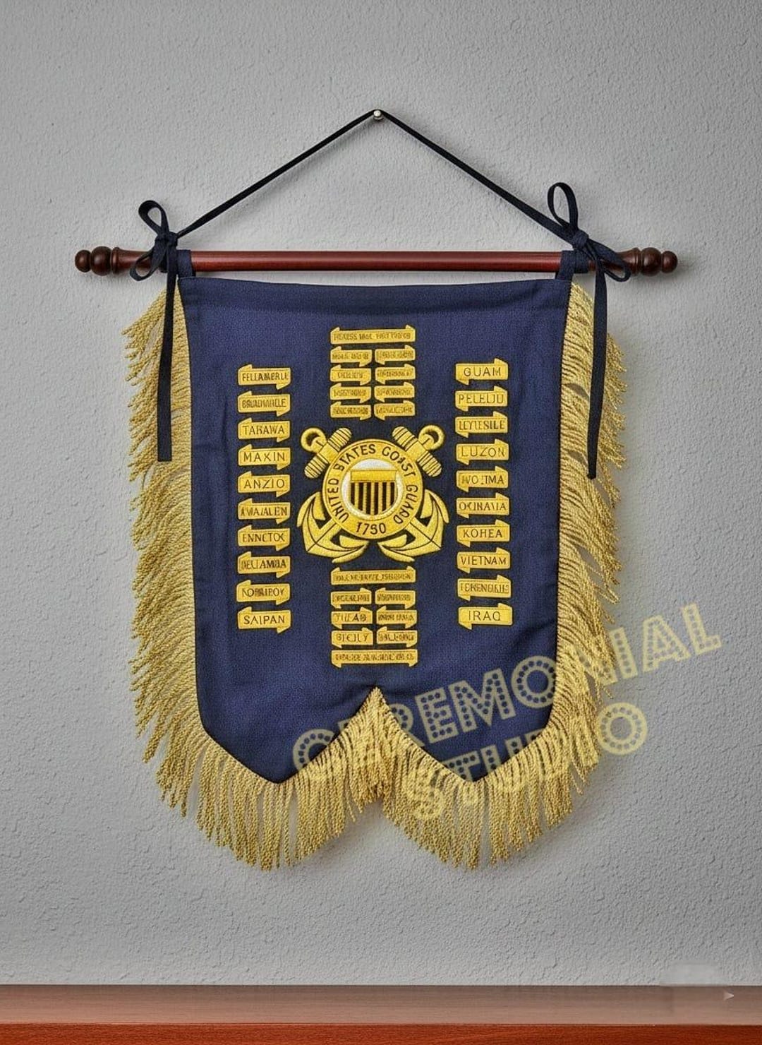 Pipe Banner Hand Embroidered Coat of Arms Bagpipe Banner | Custom Family Crest Pipe ...