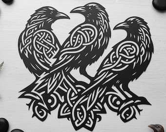 Tribal Norse Raven Silhouette Art,Viking Celtic Knotwork Decor,Norse Knotwork Raven Metal Art,Celtic Tribal Bird Wall Decor,Viking Raven Art