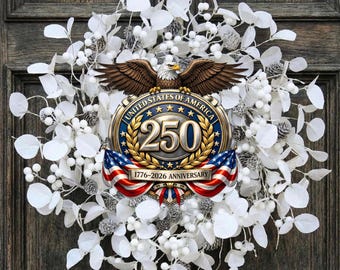 1776-2026 Patriotic Wreath Sign,2D Printed American Eagle Decor,USA Anniversary Flag Sign,250Th Wreath Attachment,250Th USA Door Wreath Sign