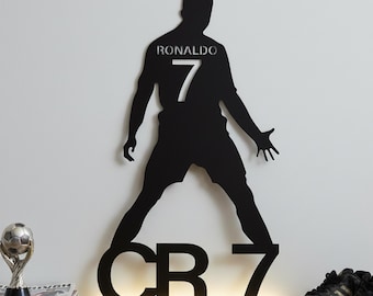 Football Player Metal Wall Art,Soccer Silhouette Number Decor,Athlete Football Wall Decor,Sports Silhouette Decor,Football Player Number Art