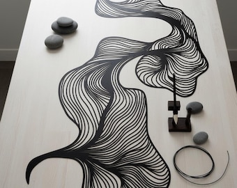 Fluid Form Minimalist Metal Wall Decor,Abstract Curved Wall Decor,Minimalist Line Wall Decor,Abstract Swirl Wave Metal Wall Decor,Home Decor