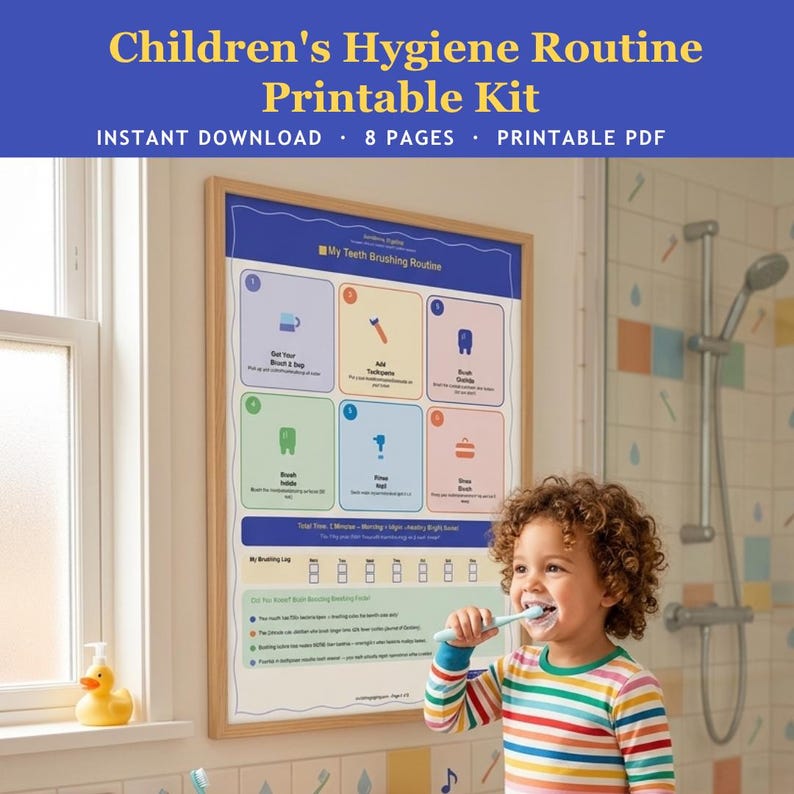 Children's Hygiene Routine Visual Charts | Teeth Brushing, Bath Time ...