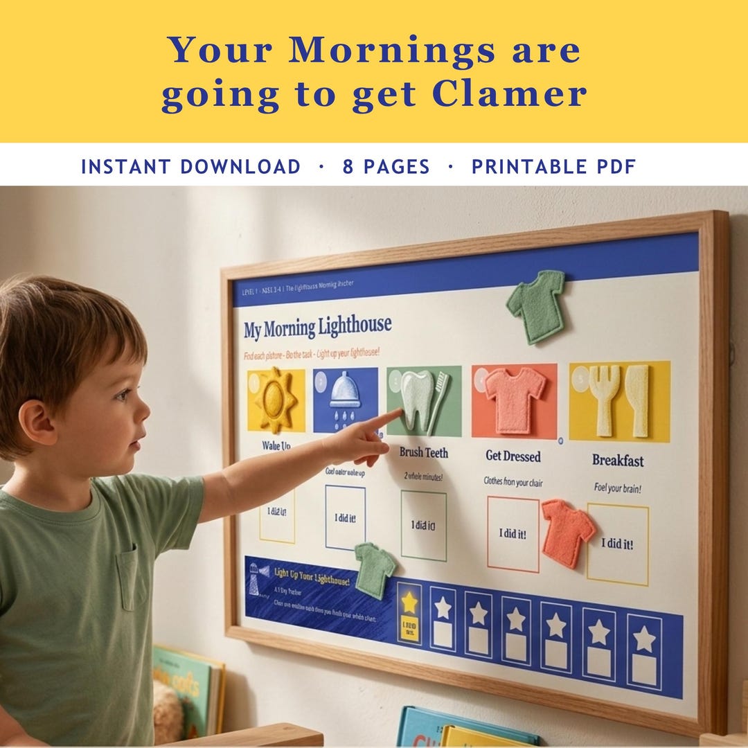 Morning Routine Chart Asd Visual Morning Routine Chart for Kids | ADHD, Autism Schedule (PDF ...