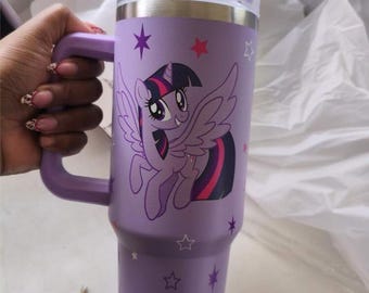 My Little Pony 40oz Tumbler With Handle, Cartoon Travel Cup, Stainless Steel Straw Mug