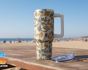 Camouflage 40 oz Customized Bottle stainless steel tumbler with handle Insulated Large Coffee Tumbler