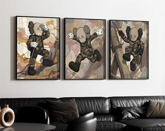 Póster de grafiti de Hypebeast (juego de 3), póster de grafiti de KAWS imprimible, juguetes de Hypebeast, zapatillas de Hypebeast, impresiones de zapatillas, descarga digital