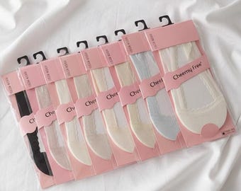 invisibles de couleur pastel à bords ondulés | Chaussettes d'été fines et antidérapantes invisibles, lot de 4 paires