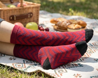 Lot de chaussettes tendance et polyvalentes pour les trajets quotidiens en plein air avec motif chevron et damier