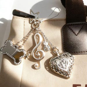 Vintage Working Clock Keychain, Silver Moon Star Key Charm Accessory