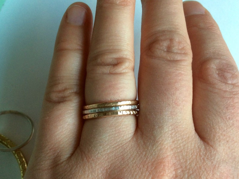 Stacking Rings Multiple Rings Copper Stacking Rings Gold Thin Rings Bands Silver Knuckle Rings Texturized Rings Midi Ring