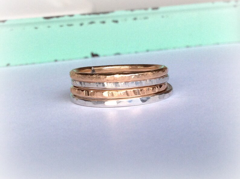 Stacking Rings Multiple Rings Copper Stacking Rings Gold Thin Rings Bands Silver Knuckle Rings Texturized Rings Midi Ring
