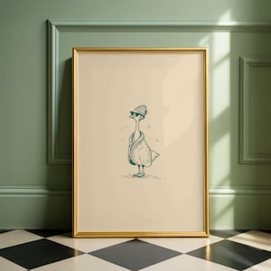 Funny Duck Bathroom Wall Art Print, Minimalist Duck Illustration Poster, Spa Duck Decor, Quirky Animal Art, Bathroom Wall Decor