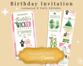 Wicked Birthday Invitation | Digital RSVP Template | Website Template – Editable Canva Evite