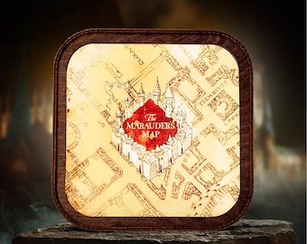 Officially Licensed Marauder's Map Night Light, Rechargeable Harry Potter Wooden Lamp, Wizarding World Desk Decor, Magical Gift for Fans