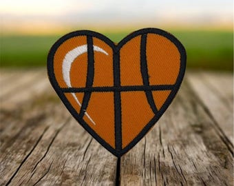 Opstrijkbare borduurpatch basketbalhart