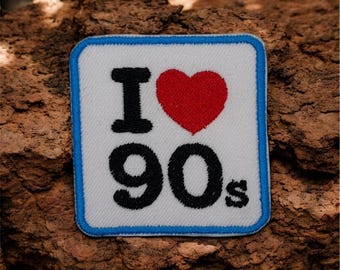 I Love 90 opstrijkbare borduurpatch