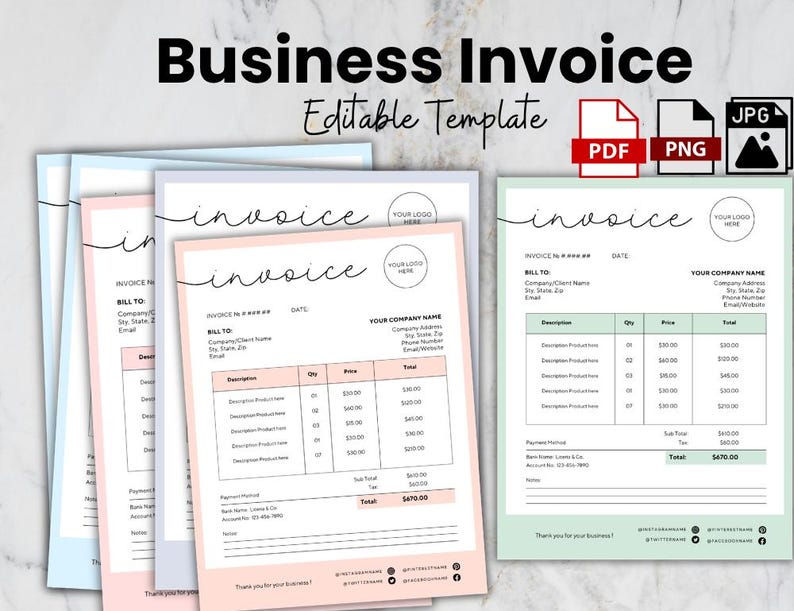Business Invoice Template Editable Canva | Invoice Printable Invoice ...