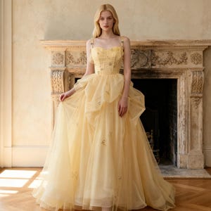 champagne flowy dress Rustic Champagne Flowy Prom Dress Long Wedding Dress