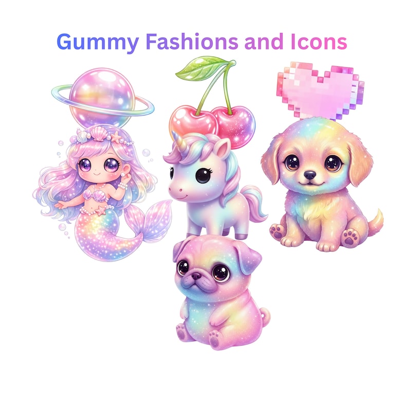 Y2K Gimme Gummy Aesthetic Clipart PNG | Rainbow Jelly Candy Stickers ...