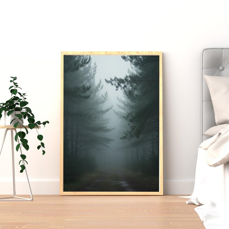 Dark Academia Wall Art, Misty Forest Landscape, Gothic Door Print ...