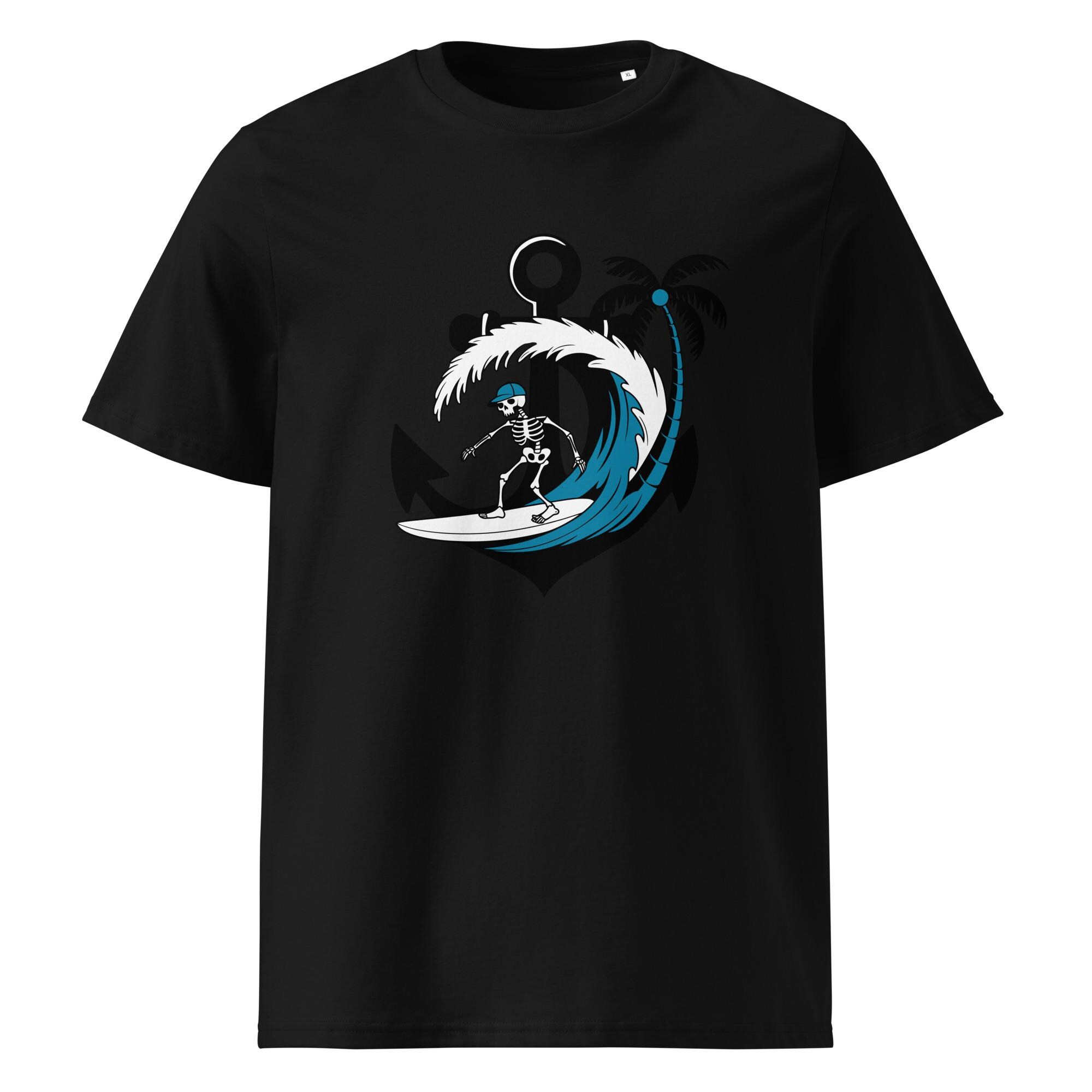 Skeleton Surfer Shirt – Funny Skull Surfing Tee – Beach Wave Graphic T ...