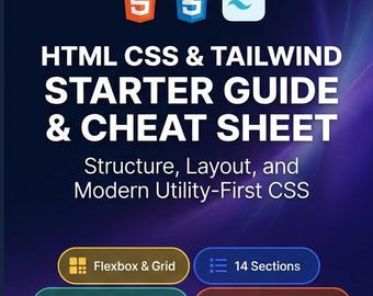 HTML CSS Tailwind Guide | Web Design Cheat Sheet (Digital Download)
