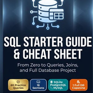 SQL Programming Guide PDF | Learn SQL From Zero | SQLite PostgreSQL MySQL | Digital Download